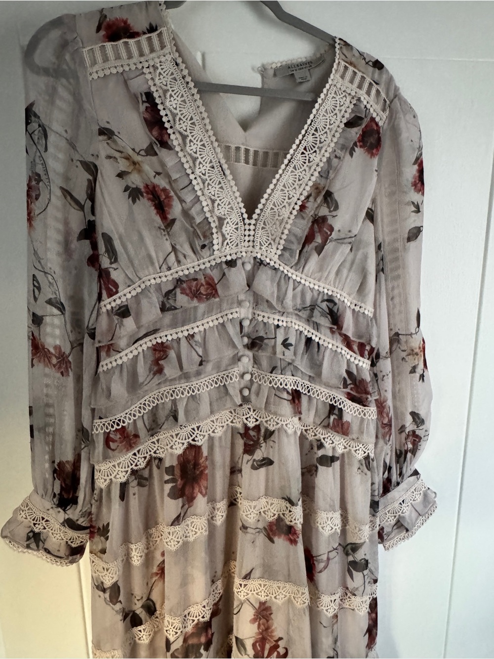 AllSaints Boho Maxi Dress in Light Gray - Picture 3 of 5